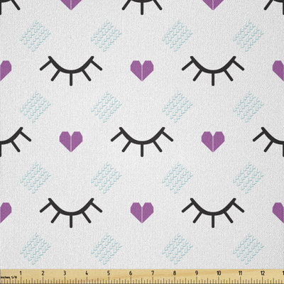 Dawnne Winking Eyes and Pink Hearts Romantic Multi-Purpose Fabric