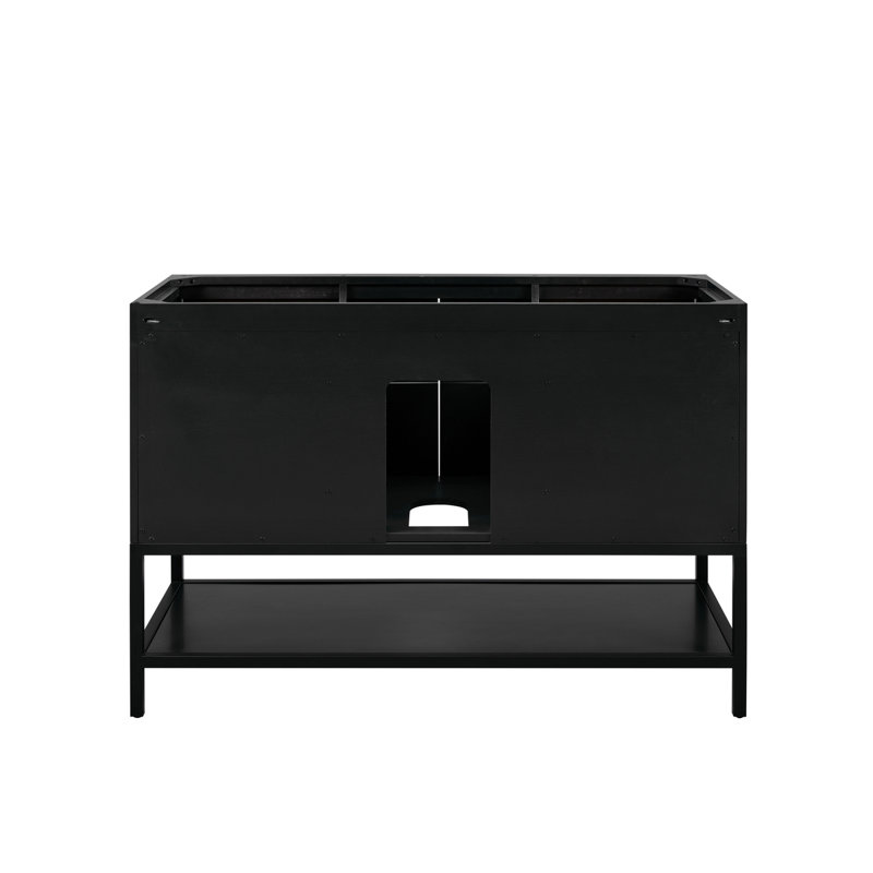 Diamond 48'' W Single Vanity, Italian Carrara Marble, Matte Black, Walnut