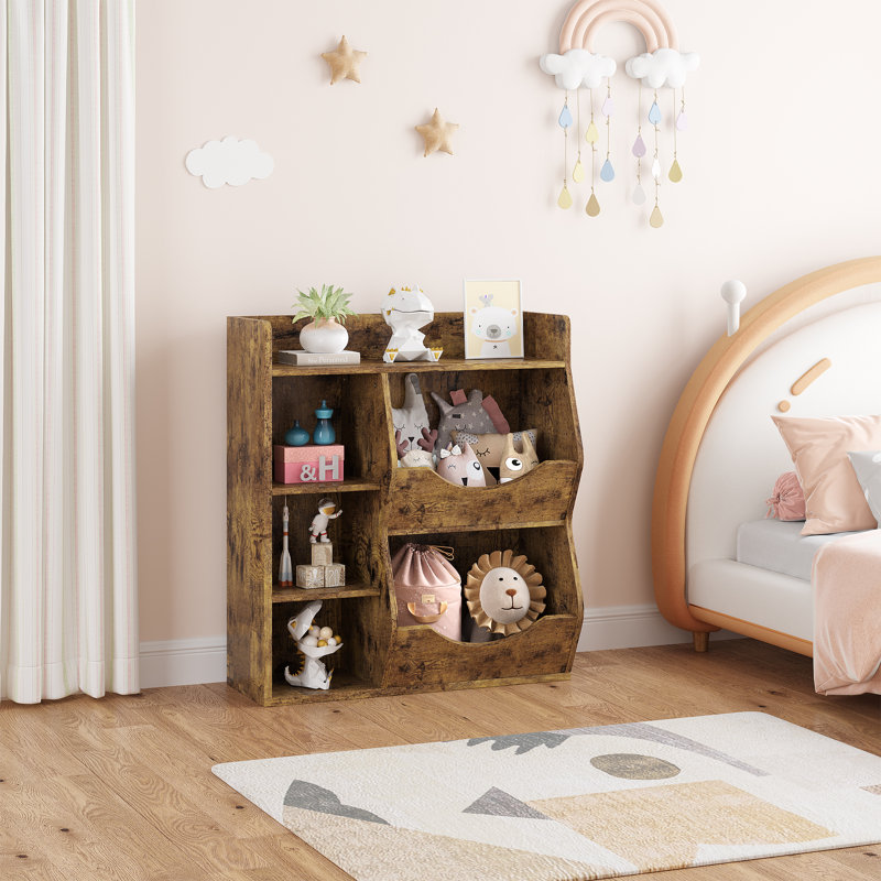 36cm H X 31.9cm W Solid Wood Toy Storage Kids Bookcase, Brown