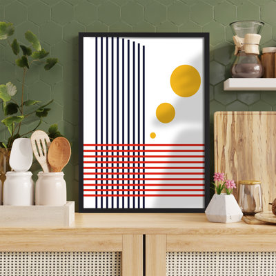 Z Studio Colorful Abstract Lines Wall Art Framed Lines Aesthetic Poster Art Printing For Living Room Wall Decor For Home, Office 12 x 16 Inch BLACK FRAMED