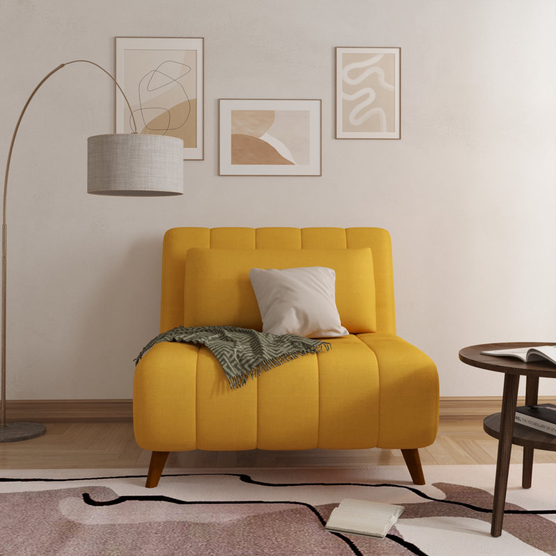 Chaise convertible rembourrée Jazariah, Moutarde