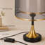 18.5 '' H Mid-Century Bedside Nightstand Table Lamp, Double-Layer Fabric Shade Desk Light with Black and Gold Trumpet-Base