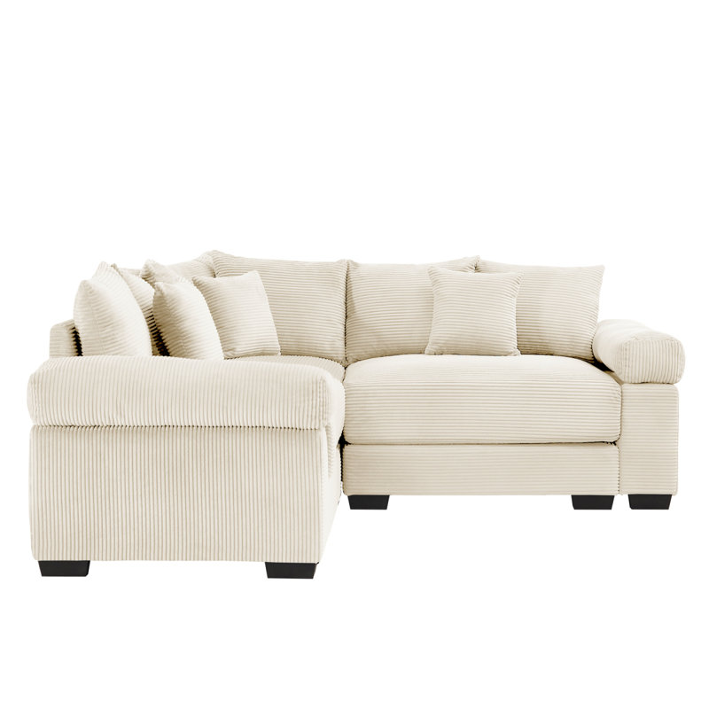 Oversized Cloud Modular Sectional Couch,Convertible Sectional Couches Deep Seat Extrawide Armrests,9 Throw Pillows Premium Corduroy Fabric, Ergonomic Design,Easy Assembly,For Living Rooms,Cream