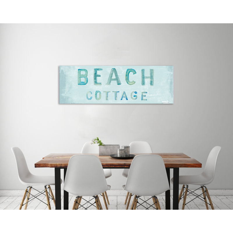 «Beach Cottage Sign», toile tendue par Danhui Nai, H 18 po x l 54 po x P 1,5 po