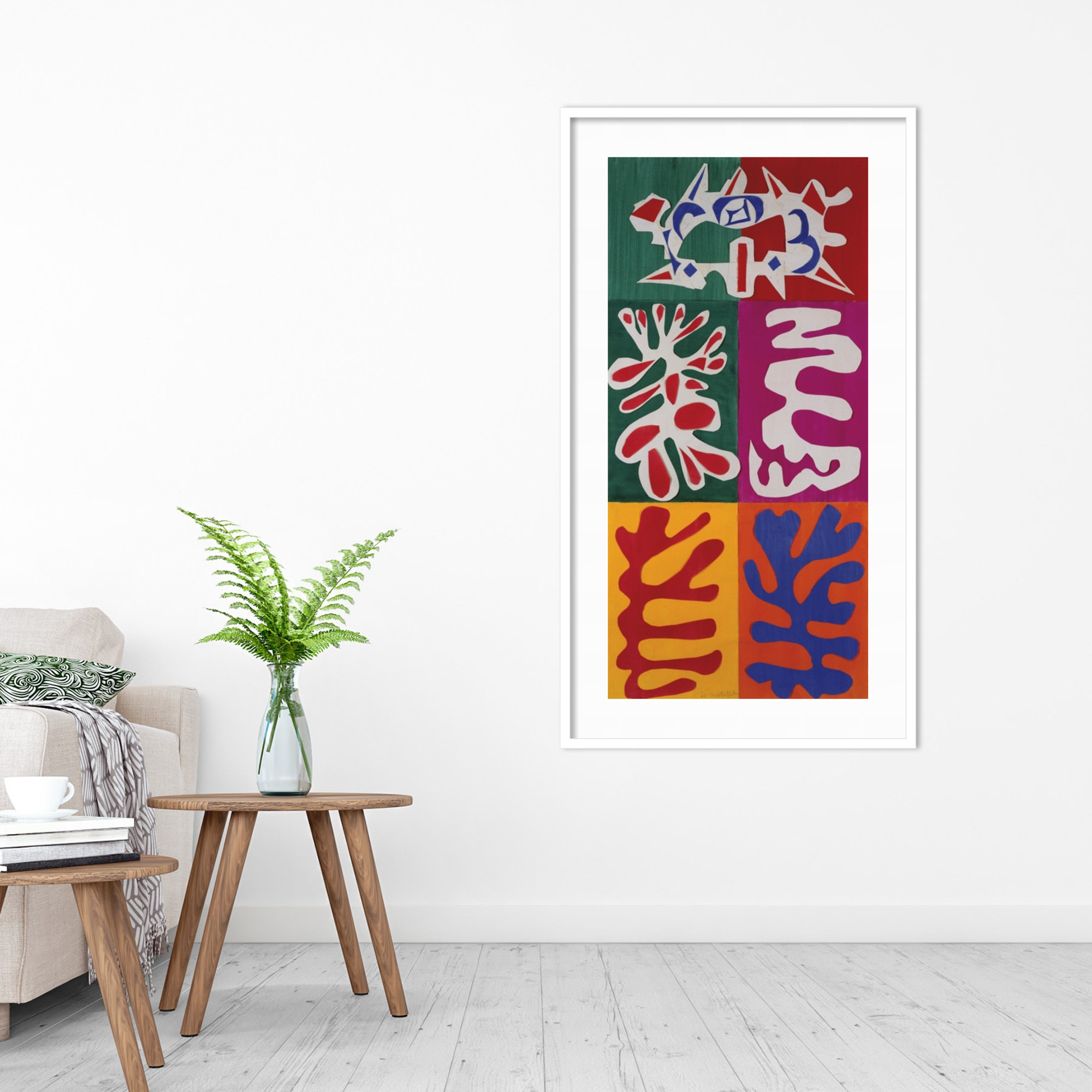Panel With Mask 1947 by Henri Matisse, 44" H x 25" W, White Framed Paper