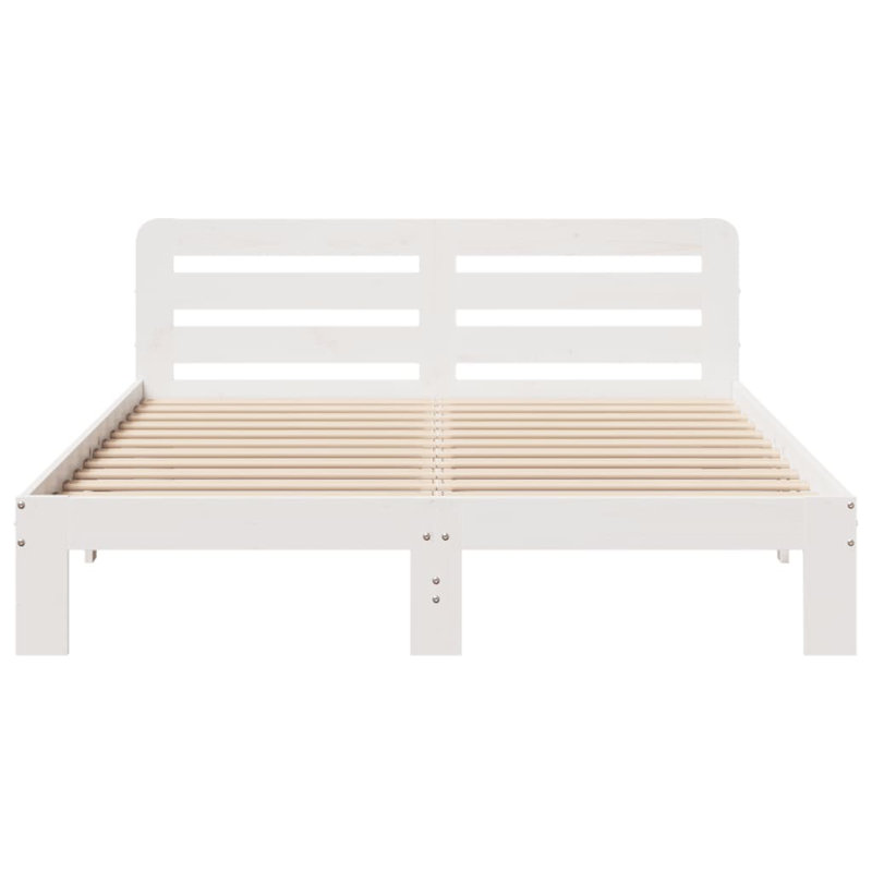 Solid Wood Bed, European Double (140 x 200cm), White