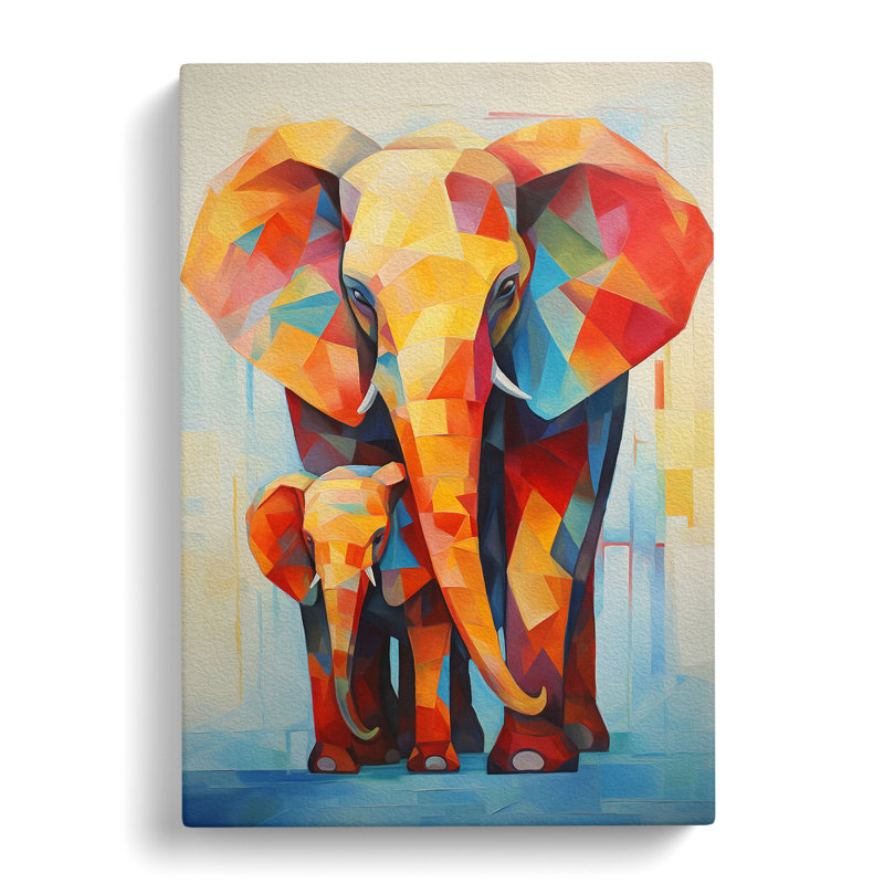 Elephant Cubism - No Frame Print, 60cm H x 40cm W x 3cm D