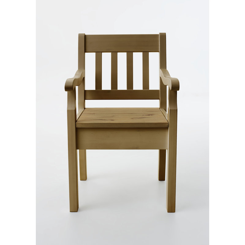 Boston 49cm H Solid Wood Slat Back Armchair, Stained Oiled Brown/Brown