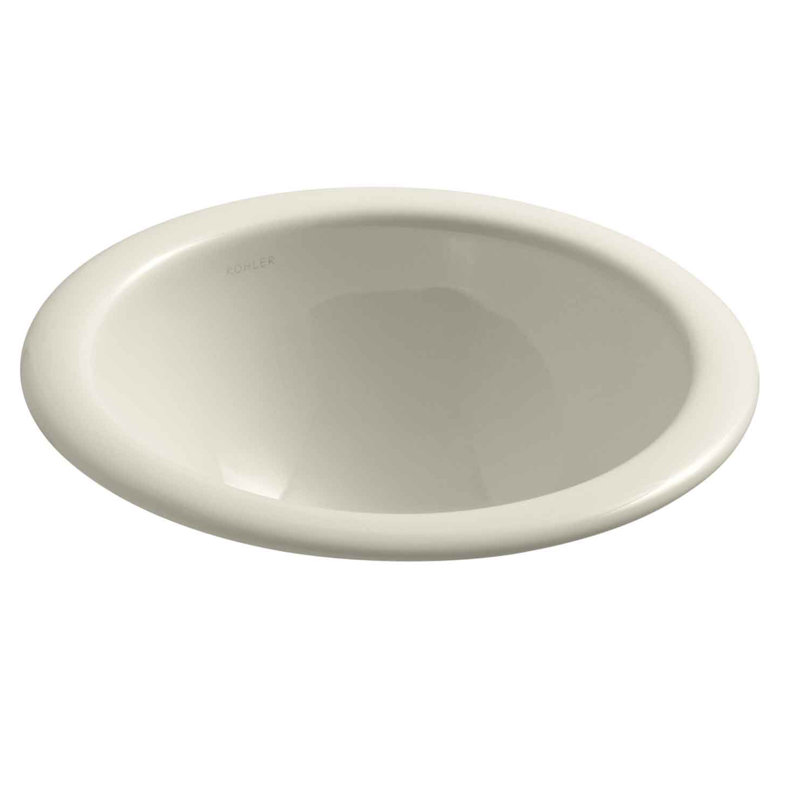 Compass Ceramic Circular Dual Mount Bathroom Sink, Almond