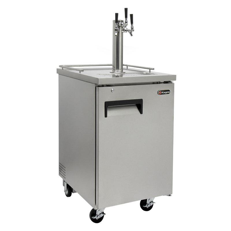 Kegco 8.2 Cubic Feet Triple Tap Freestanding Kegerator with Door Lock and, Stainless Steel