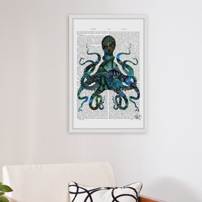 « fishy blue octopus », reproduction d’art encadrée