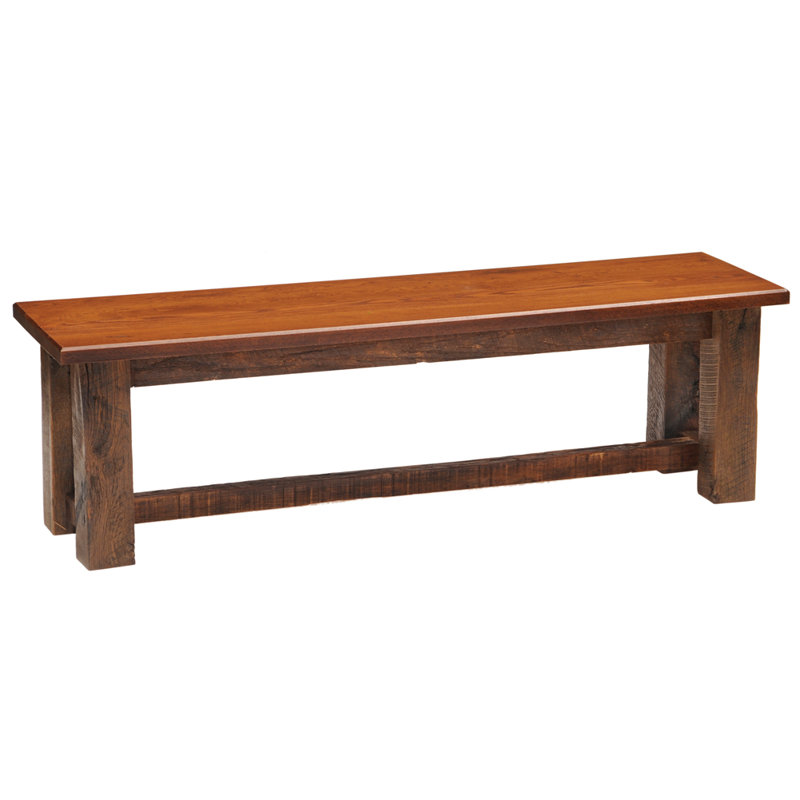 Reclaimed Barnwood Solid Wood Bench, 18" H x 48" W x 15" D, Antique Oak