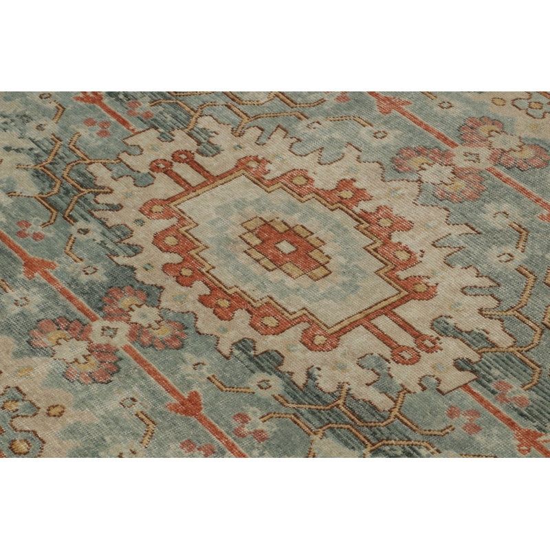 Distressed Homage Hand Knotted Wool Floral Area Rug, Runner 3' x 10'