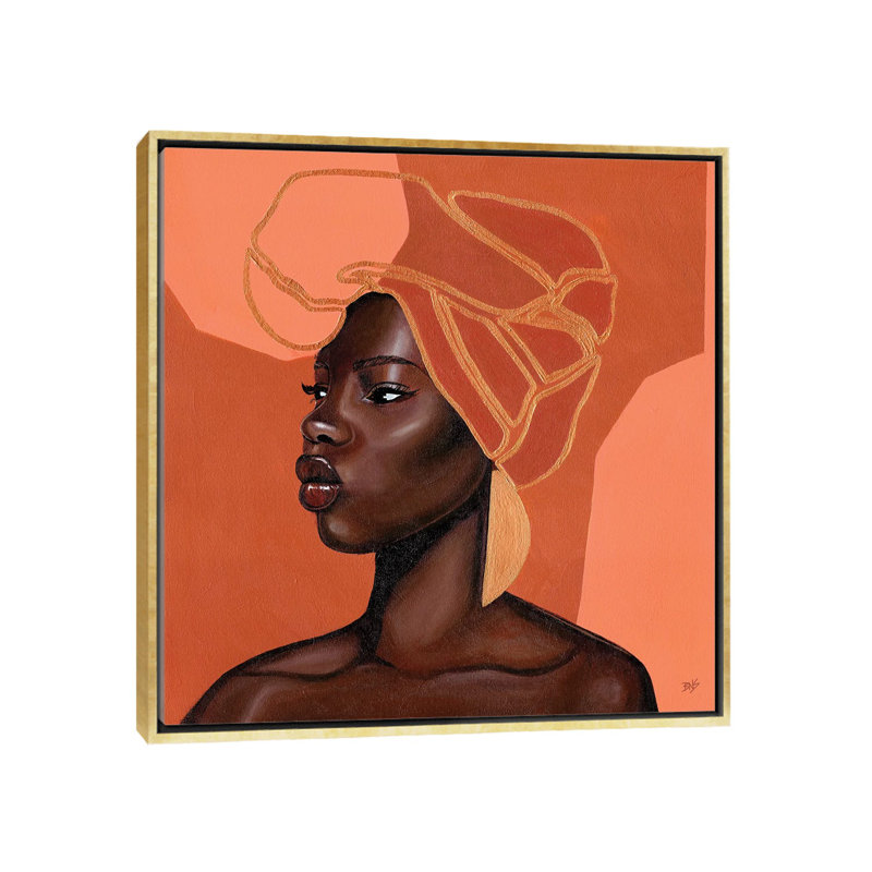 « Adah » par Bria Nicole-impression d’art graphique, H 26 po x l 26 po x P 1,5 po, Toile encadrée d'or, Pas de tapis
