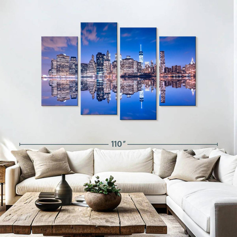 Sireci Manhattan Night Skyline, 54" H x 84" W