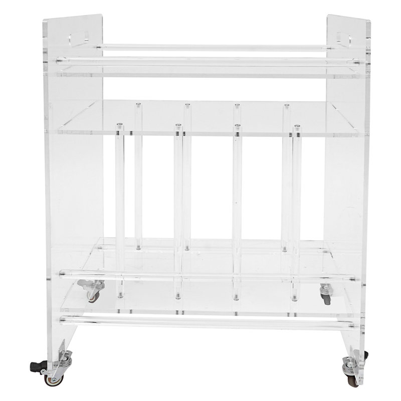 Acrylic Record Player Trolley Record Organiser With Wheels