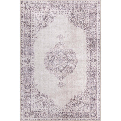 Tapis oriental beige à motif tissé rétro