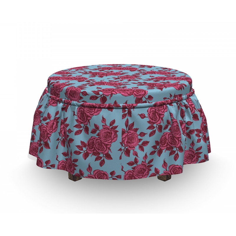 Housse pour repose-pieds de fleurs d’esquisse en rose de teintes