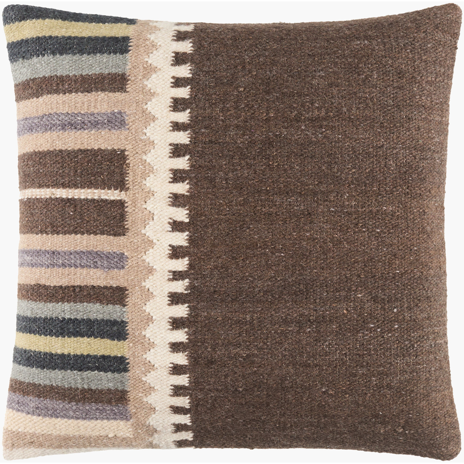 Blanche Accent Pillow, Polyester, 22"H x 22"W, Brown Striped