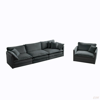 3-Piece Upholstered Sofa, Living Room Sectional Sofa Set Modern Sofa Couches Set , Deep Seat Sofa For Living Room Apartment, 1+3 Seat (Sectional)