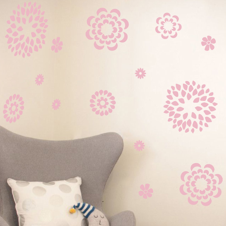 Adhésif décoratif motif floral, H 19 po x l 24 po x P 0,01 po, Rose œillet