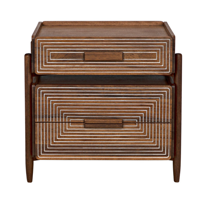 Table de bout à 3 tiroirs avec rangement Savino