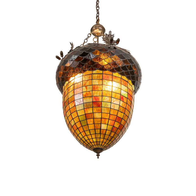 22" Wide Acorn & Oak Leaf Inverted Pendant