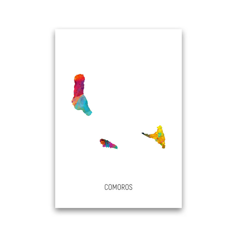 Comoros Watercolour Map by Michael Tompsett - Print, Unframed, 42cm H x 30cm W x 1cm D