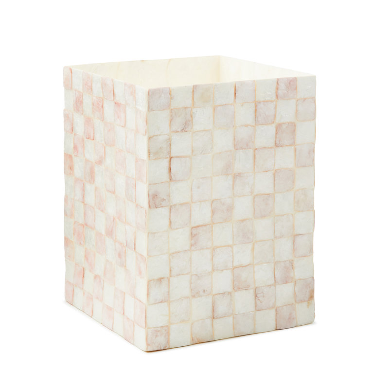 Check Capiz Waste Bin, Pink/White