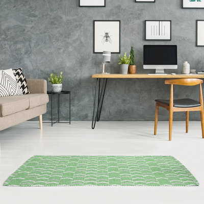 Tapis à chevrons de couleur verte/blanche