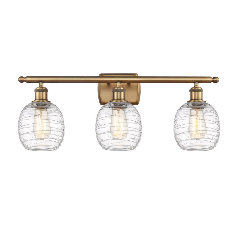 Éclairage de salle de bain à intensité variable 3 lumières Carlucci, Blanc mat, Laiton brossé, Ampoule DEL 6 watts Vinage