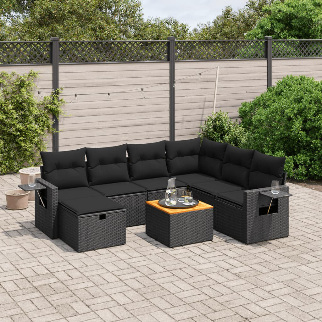 Vidaxl 8-Tlg. Garten-Sofagarnitur Mit Kissen Beige Poly Rattan