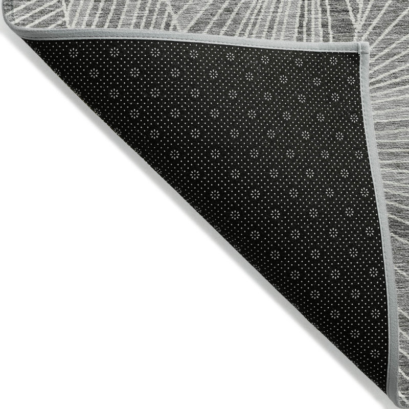 Tapis intérieur lavable à motif géométrique 9 pi x 12 pi gris