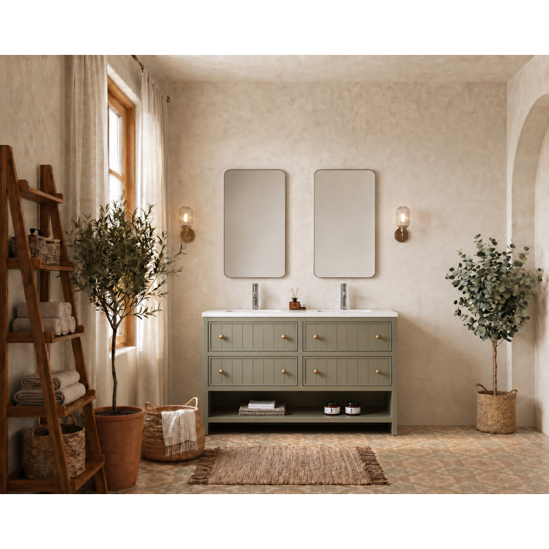 Base de meuble-lavabo 60 po Rennes, Olive rétro, 60"