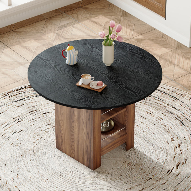 Table à manger de 42 pouces, Noyer, noir