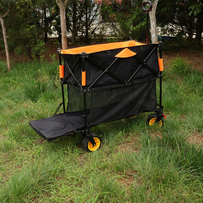 Chariot pliant à grande capacité avec chariot extensible et grande capacité (noir + orange)