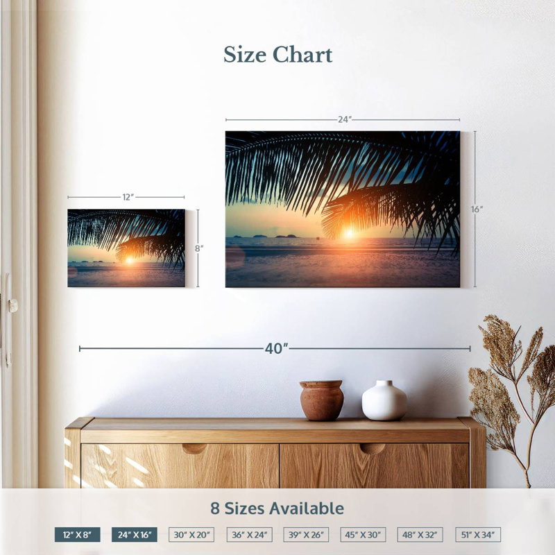 Gillard Sunset Beach Palm Leaves, H 16 po x l 24 po