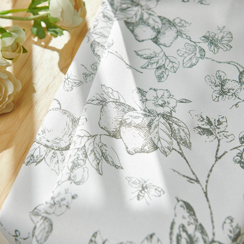 Blackout Floral Rod Pocket Curtains, Floral Taupe, 52" W x 63" L