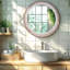 Miroir rond en bois