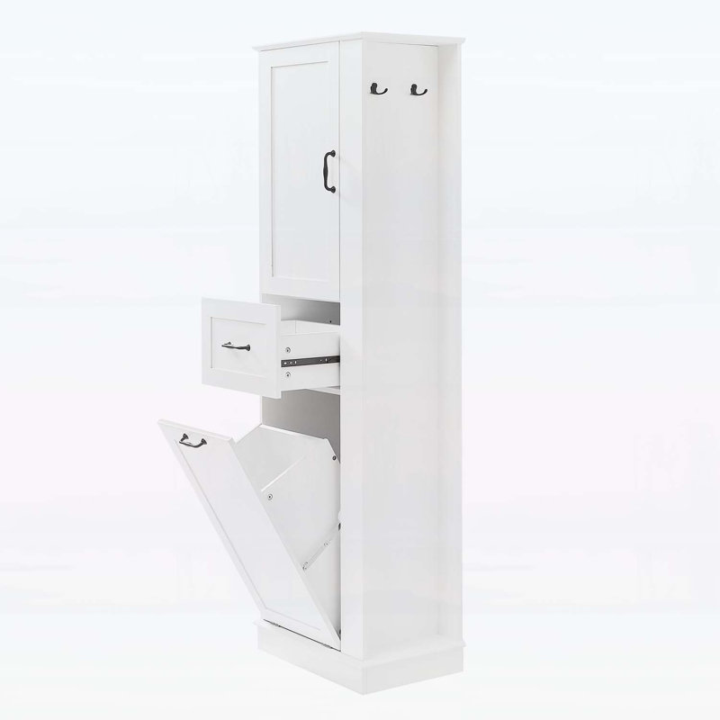 Grande armoire de rangement moderne avec compartiment inclinable, charnières à fermeture en douceur, poignées en aluminium pour l'organisation de la salle de bain et de la maison