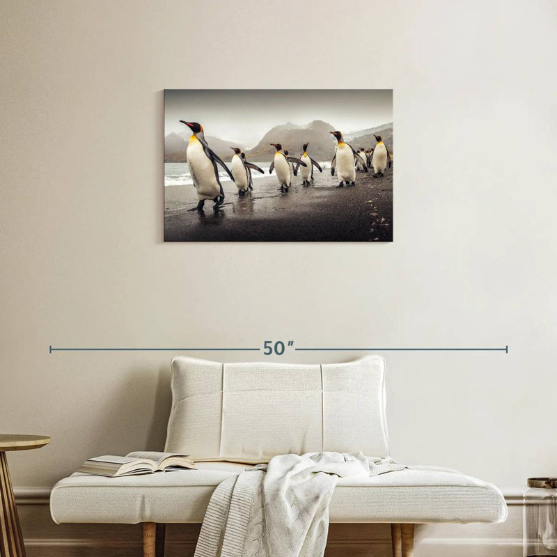 Brampt Penguins Along The Beach, 20" H x 30" W