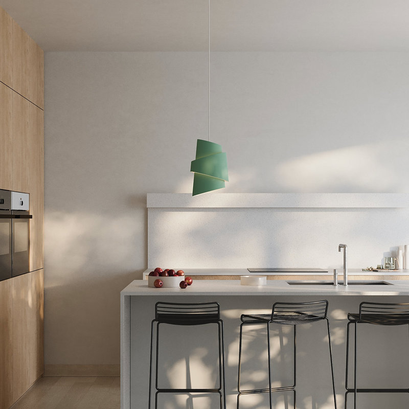 Croissant Pendant Light, Sage, White
