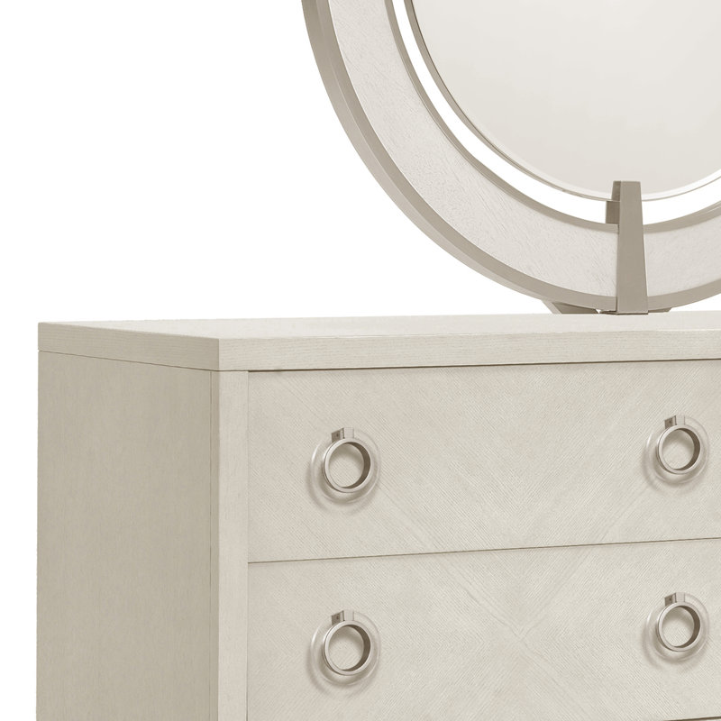 Brighton White Round Wood Transitional Mirror