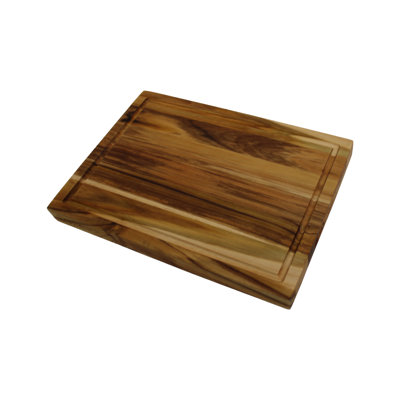 EcoDecors Reversible FSC Certified Teak Wood Edge Grain Cutting Board with Juice Groove, 14x10