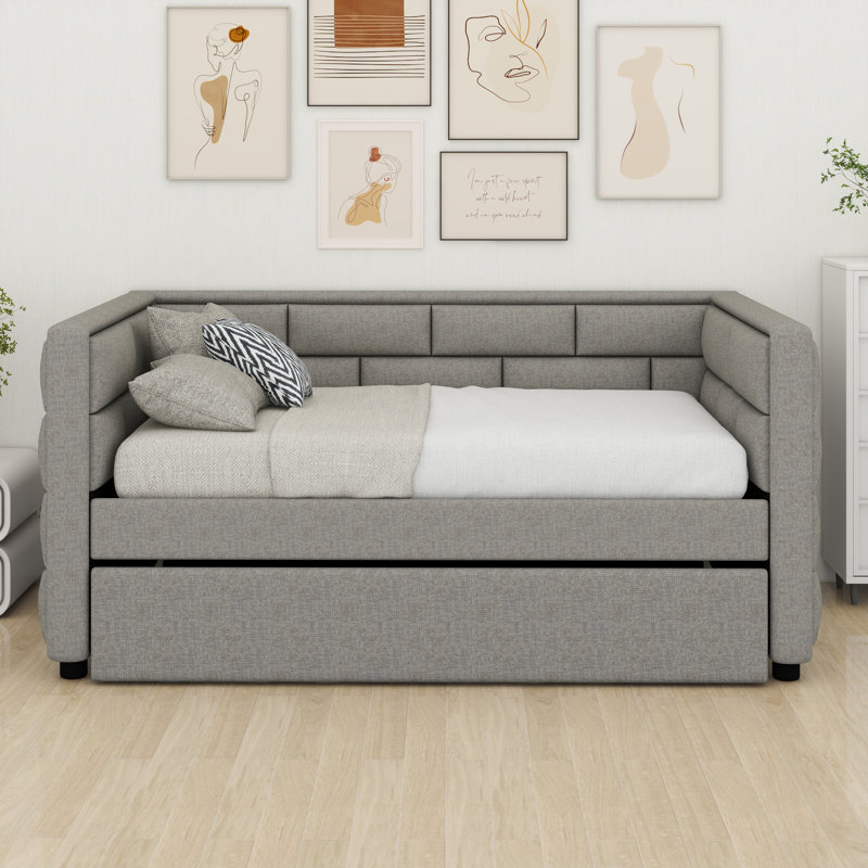 Lit de jour simple avec couchette et lit rembourré avec dossier rembourré