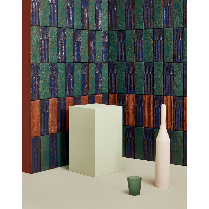 Chamotte Quadra 3"x9", Blue