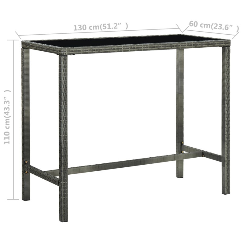 Mamers Bar Table, Gray, 27.6" L x 27.6" W x 39.4" H