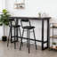 Tabouret de bar 29,5 po pliable en similicuir noir avec dossier et comptoir robuste