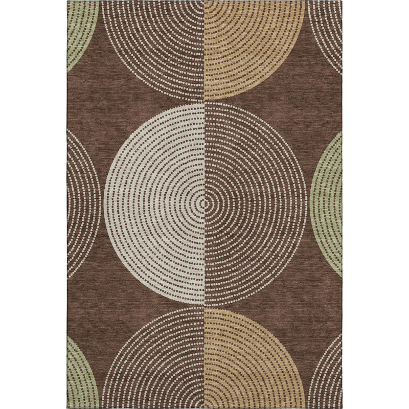 Premium Machine Washable Mayfield AMF2281 Geometric Rug, 10' x 14', Chocolate