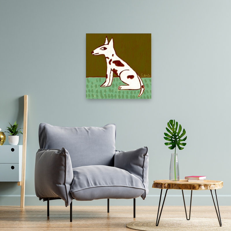 Reproduction d'art mural chien assis moderne, 24" H x 24" W